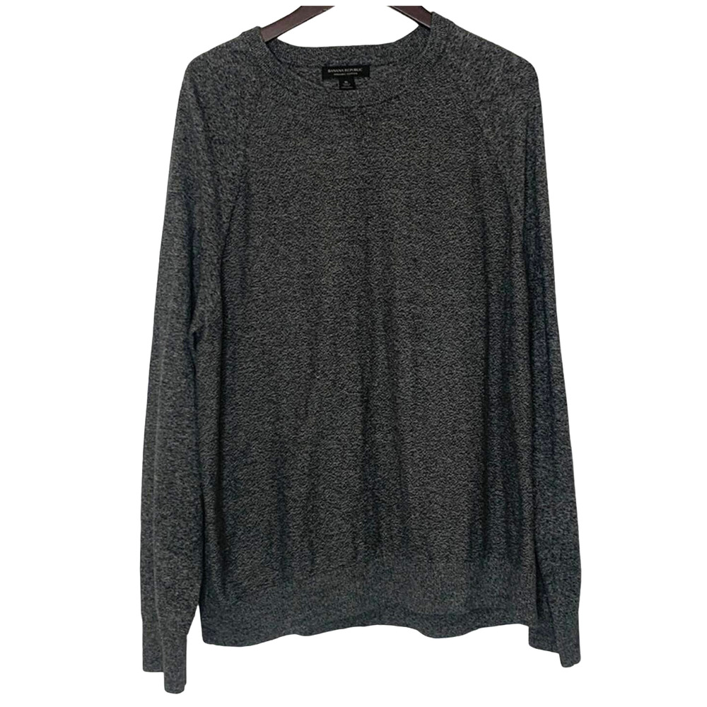 Banana Republic Mens Pullover Gray Heathered Organic Cotton Sweater Size XL